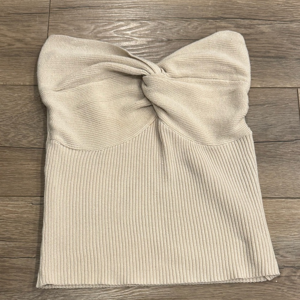 Beige Knotted Tube Top